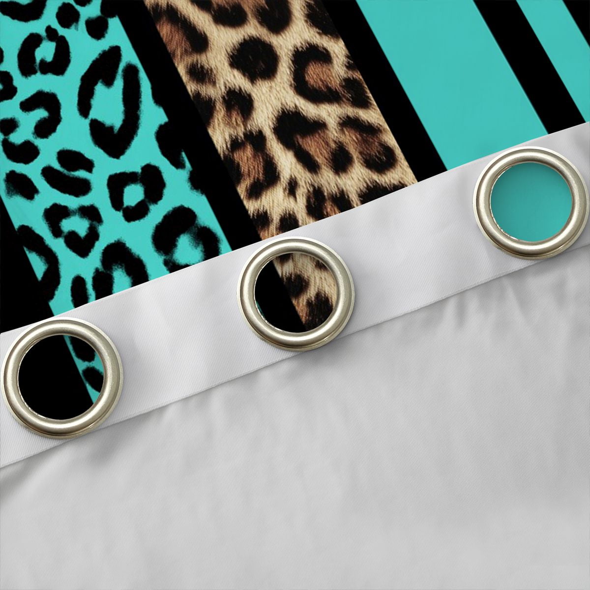 Feelyou Leopard Cheetah Print Curtains Pack of 2 (42x84 Each), Modern Fashion Cyan Curtains Blackout, Teens Adult Women Men Bedroom Curtains, Blackout Curtains Room Decor