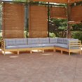 thumbnail image 1 of vidaXL 7 Piece Garden Lounge Set with Grey Cushions Solid Pinewood, 1 of 5