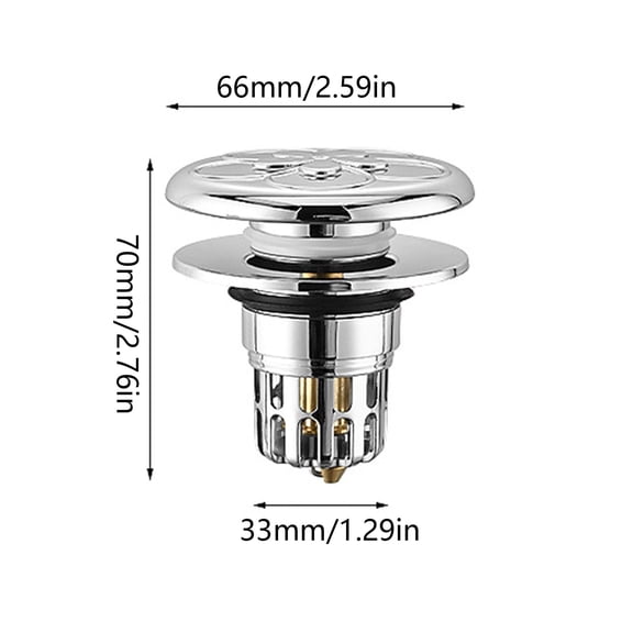 Clearance Under $1.69! 1PC Pop-Up Bathtub Stopper Drain, 2-in-1 Brass Hair Catcher Strainer for Bathroom Sinks & Shower, Copper, for 1.3-1.57in Hole, Silver