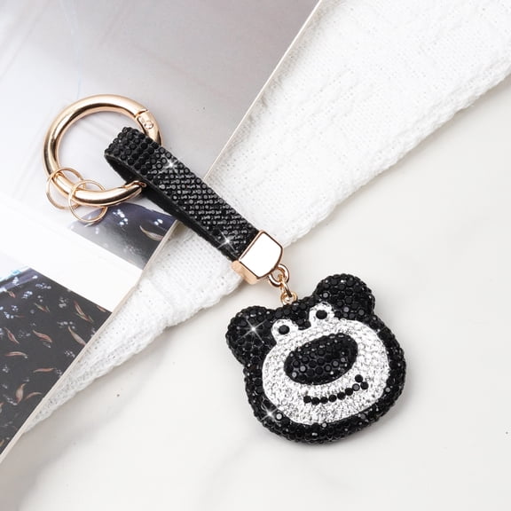 Crystal Keychain for Women, Kawaii Bear Charm Key Chain with Sparkly Rhinestones Bling Car Key Chains for Backpack Handbag