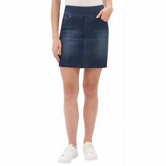 S.C. & Co. Women's Skort Denim Pull-On Stretch 5-Pockets Skirt, Blue, XXL