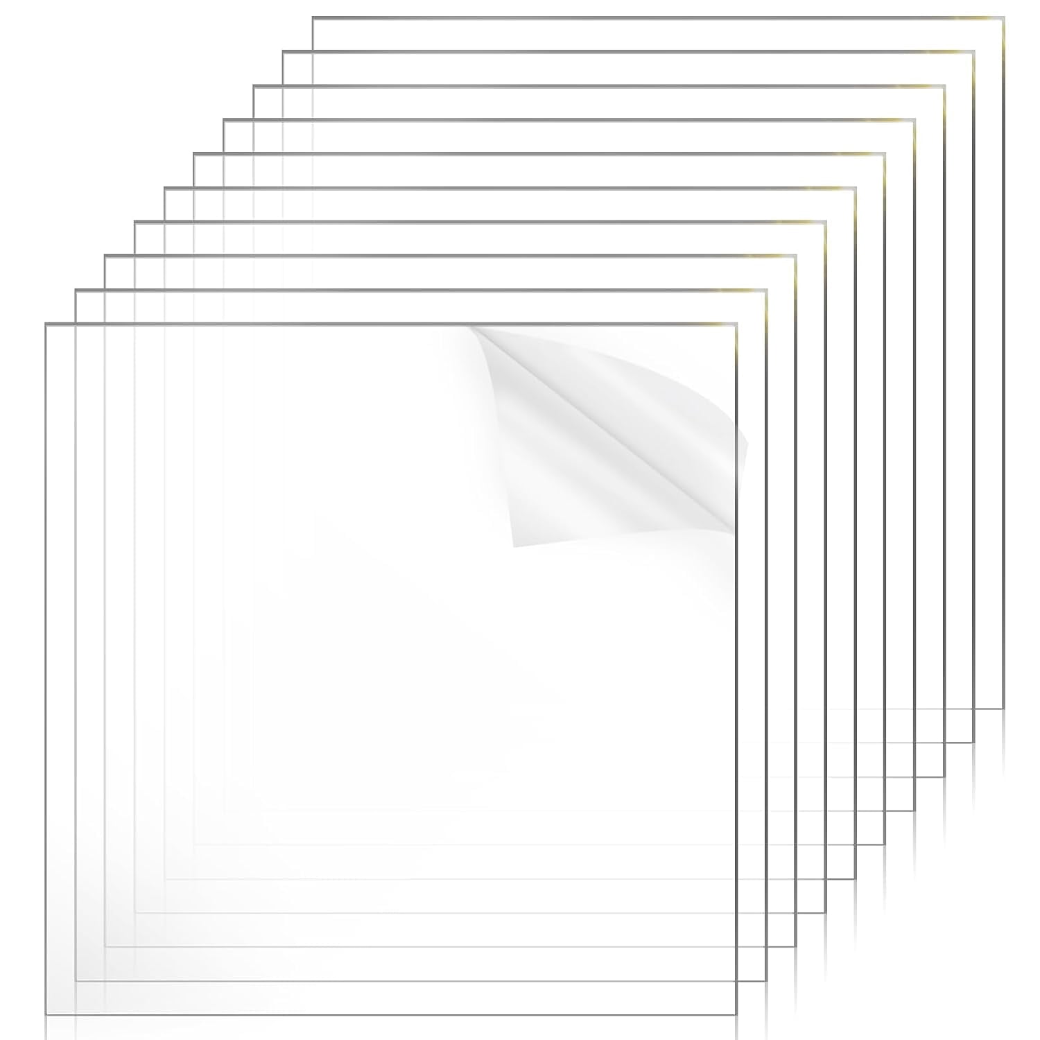 for 10 Pcs 12x12" 0.5mm Clear PVC Flexible Plastic Sheets, Shatter-Resistant Plexiglass Panels for Crafts, Picture Frames & Displays