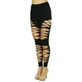 thumbnail image 3 of ToBeInStyle Women's Slashed Distressed Ripped Footless Tights - Black, 3 of 7
