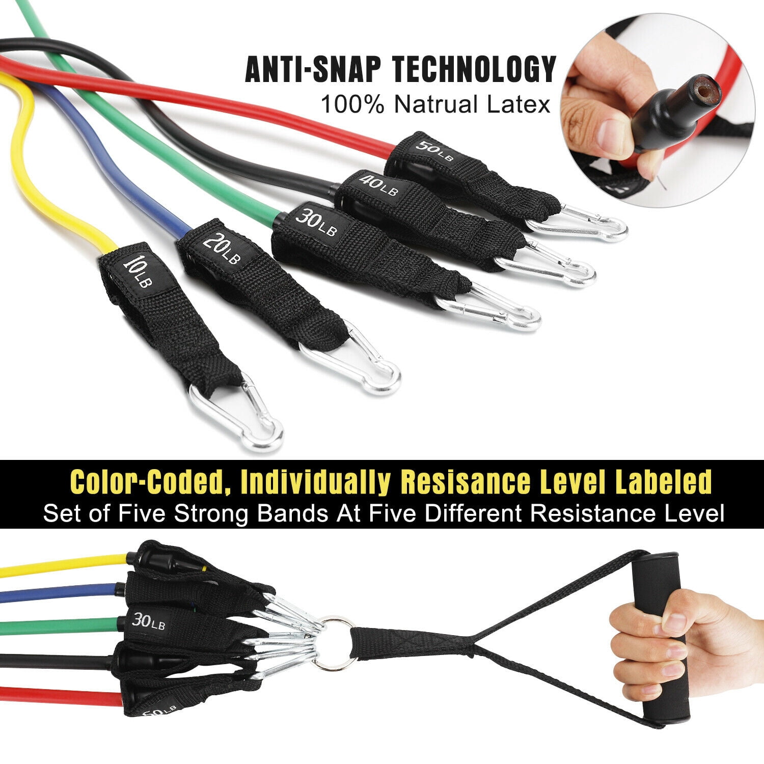 XPRT Fitness 11 PCS Resistance Tube Workout Bands Set -Fitness Strength Training