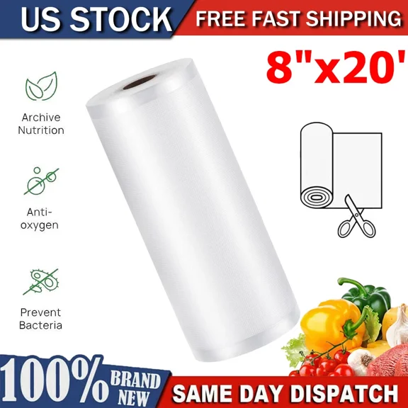 1Roll 8"X20' Vacuum Sealer Bags Roll Embossed Food Saver Storage Freezer Bags