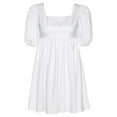 thumbnail image 2 of Qiylii Women Lace-up Backless Dress, Bubble Short Sleeve A-line Dress,White, 2 of 6