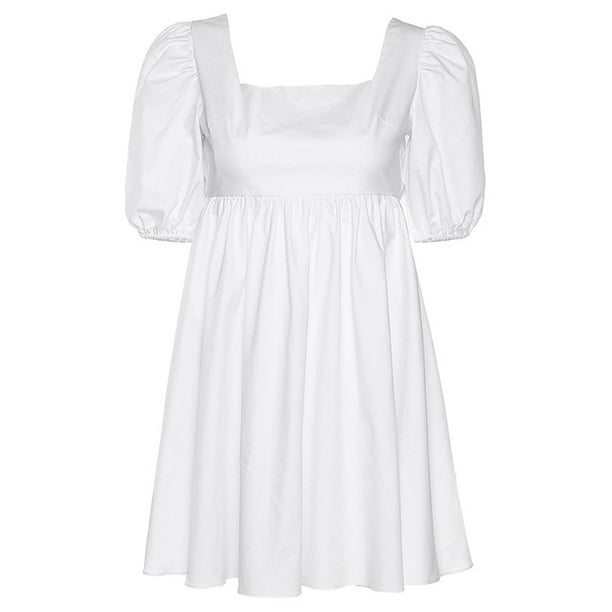 TRKIYQC verano Casual Vestido de fiesta mujer senora espalda descubierta vendaje atar Mini Vestido Puff manga cuello cuadrado espalda abierta Sexy A line Vestido TRKIYQC moderno Walmart en linea