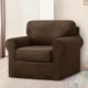 thumbnail image 1 of Nvzi Funda elástica para sofá de 3 piezas para sofá de 1 plaza, funda de sofá suave y lavable con respaldo individual y funda de cojín para niños, gatos y perros (café oscuro, 1 plaza), 1 of 4