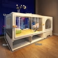 thumbnail image 2 of Functional Cat Cabinet, Hidden Litter Box Enclosure & Steps, Cat House with Pom-pom Toys for Fun, Washroom Cabinet with Litter Leak Walkway & Glass Doors, 2 of 6