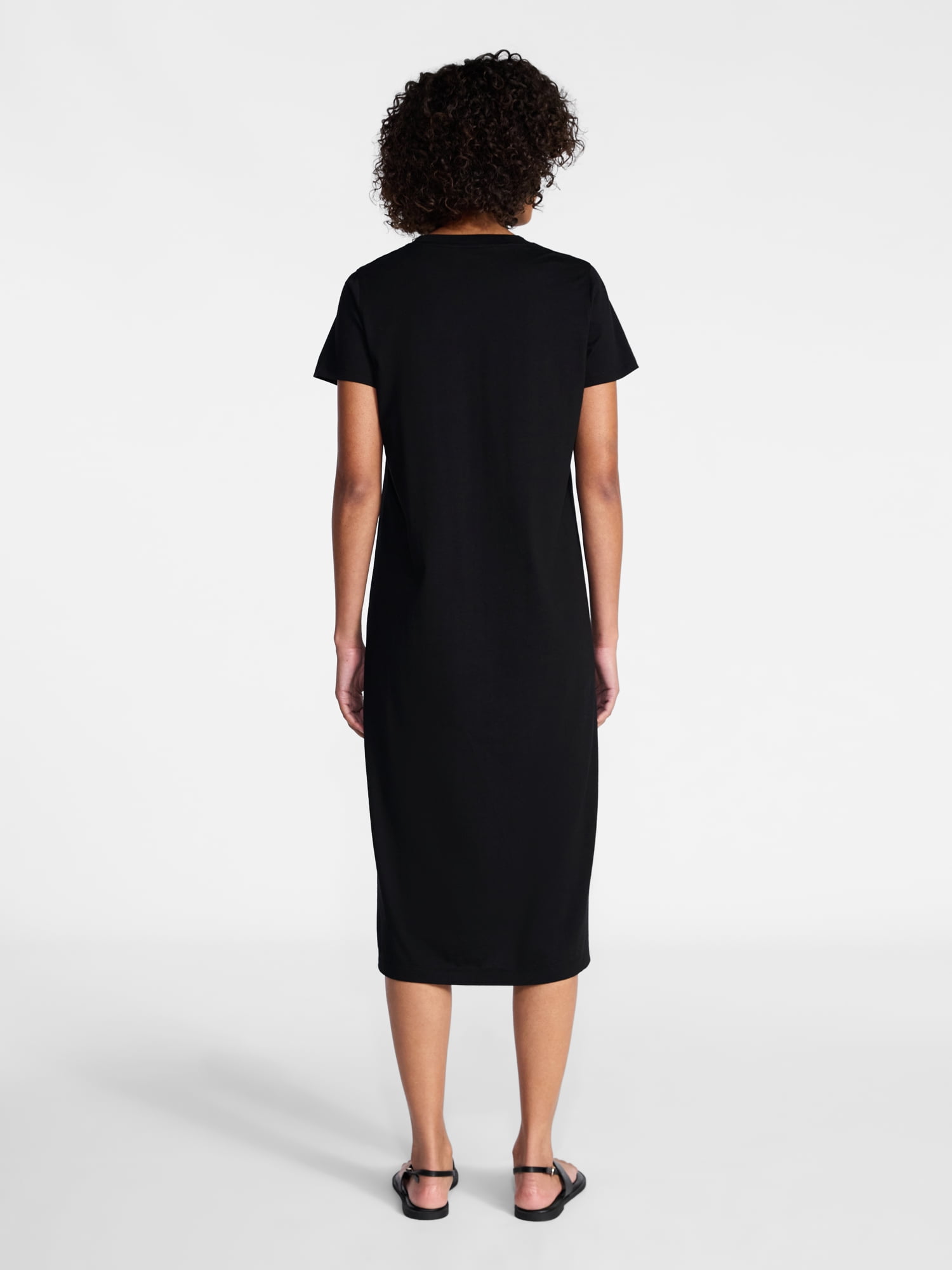 Time and Tru Women's Cotton Midi T-Shirt Dress with Short Sleeves, Sizes XS-XXXL
