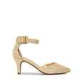 thumbnail image 2 of DREAM PAIRS Zapatos de Tacón Bajo con Punta Dorados Talla 11, 2 of 7