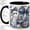 Black, variant on Denim Patchwork Ghost Accent Mug, 11oz Ceramic Coffee Cup for Halloween