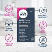Veet Hair Removal Waxing Kit Strips with Shea Butter, Body Hair Remover for Women, 40 Count