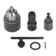 thumbnail image 1 of Mandril de taladro de 3 mordazas de 1/16‑1/2 pulg. con llave de apriete para destornillador neumático de impacto, torno fresador, 1 of 14
