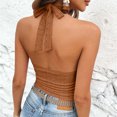 thumbnail image 5 of MYAOYINo Boundaries Womens Halter Neck Tank Top Eyelet Knit Fitted Sleeveless Summer Casual Top, 5 of 6