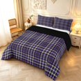 thumbnail image 2 of Manfei Geometric Check King Size Comforter Sets,Classic Plaid Comforters King Size,Purple Yellow White,Black Reversible,3-Piece,1 Comforter and 2 Pillowcases,3-Piece,1 Comforter and 2 Pillowcases, 2 of 7
