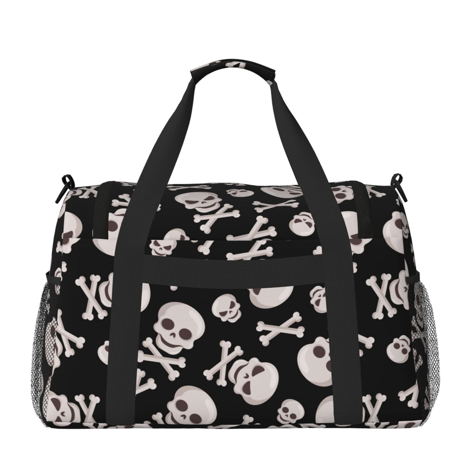 Horeoi black white Skull bone for Travel Duffle Bag with Adjustable Strap - Large Capacity Hand Carry for Gym Sports Outdoor