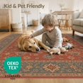 thumbnail image 4 of ODIKA 9'x12' Washable Area Rug Blue Orange Accented Floral Medallion Design Elegant Geometric and Botanical with Border for Master Suite, California King, Under Bed, Non-Shedding, Easy Care, 4 of 7