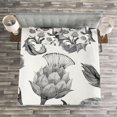 thumbnail image 3 of Ambesonne Artichoke Quilted Bedspread Set 3 Pcs, Stalks and Leaves Eat, Queen Size, Black and White, 3 of 3