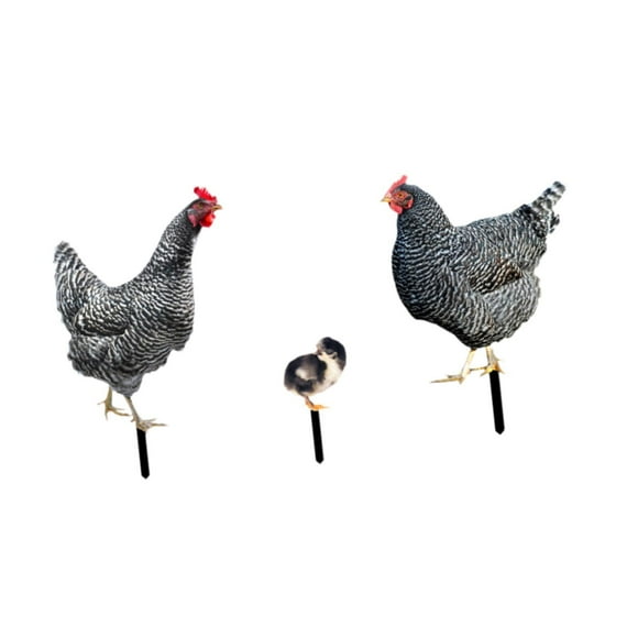 LOVIVER 3 Pieces Chicken Statues Garden Stakes Metal for Courtyard Pathway Farmhouse