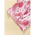 thumbnail image 6 of Caoirhny Kids Girls Pajamas Set, Flower Print Short Sleeve Turn-down Collar Tops with Elastic Waist Shorts Sleepwear, 6 of 9