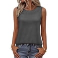 thumbnail image 6 of Omexry Womens Workout Tops Women's Crew Neck Sleeveless Tank Tops Casual Loose Curved Hem Basic Shirts Summer Solid Color Blouses, 6 of 9