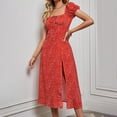 thumbnail image 1 of Fankiway Robe Décontractée Mode pour Femmes Col en V Imprimé Sans Manches Mi-Longue Taille Robes Grande Taille pour Femmes Rondes Robes de Printemps pour Femmes 10470, 1 of 5