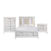 Pemberly Row Contemporary Queen Storage 3PC Bedroom Set in White