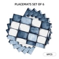 thumbnail image 2 of Linen Placemat With 18×12in Double Stitching Is Effectively Insulated And Foldable For Family Hotel Picnic Trips Doderblue Checked Hand-Drawn Sketch_3 Six Piece, 2 of 8