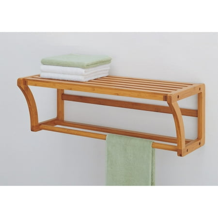Bamboo Towel Ring - Neu Home Lohas Collection Mounting Shelf with Towel Bar, Carbonized Bamboo