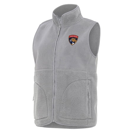 Women s Antigua Gray Florida Panthers Nostalgic Full-Zip Vest