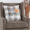 thumbnail image 2 of Greendale Home Fashions Hello Pumpkin Fall Harvest Plaid Square Throw Pillow - 18" - Gray, 2 of 4
