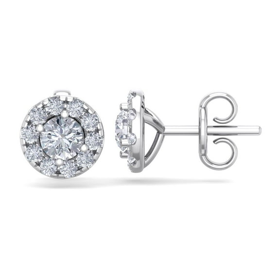 SuperJeweler 2 1/2 Carat Halo Diamond Stud Earrings in 14 Karat White Gold, Martini Setting for Women