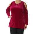 thumbnail image 5 of RALPH LAUREN Womens Purple Cold Shoulder Long Sleeve Jewel Neck Evening Top XL, 5 of 5