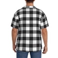 thumbnail image 7 of Goofa Black White Plaid Printed Men's Casual Short-sleeved Shirt,Lightweight Breathable Button-down,Summer Casual men's top,Versatile Fashion shirt-Small, 7 of 7