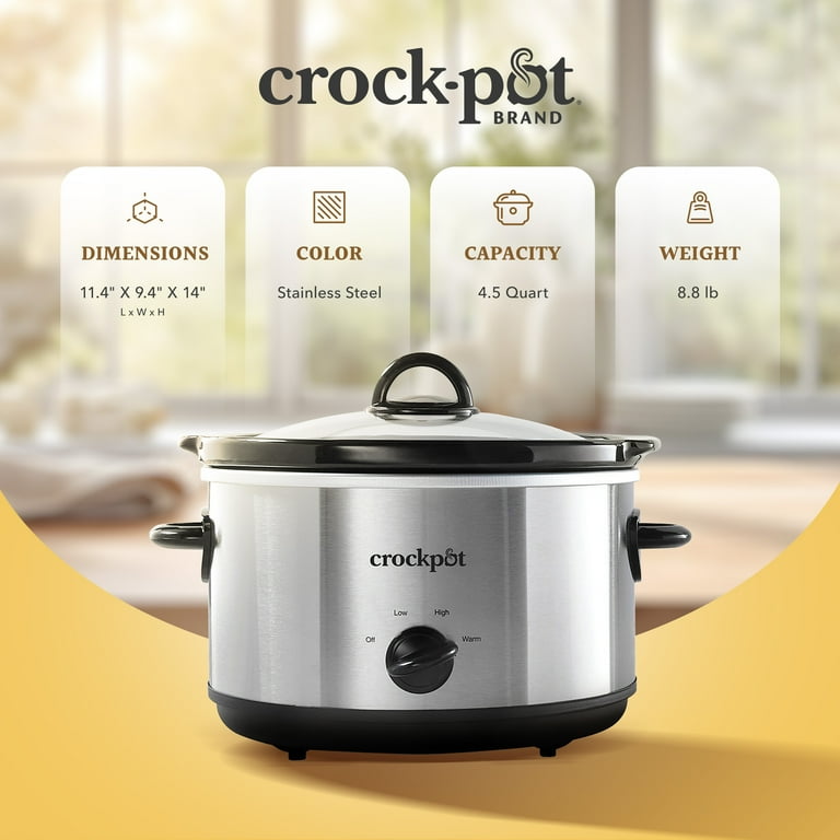 Crock-Pot 4.5 Quart Silver Manual Slow Cooker with Keep-Warm