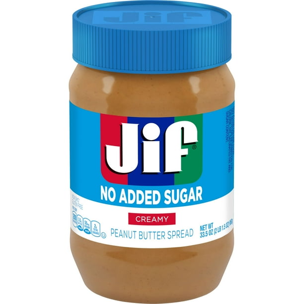 Jif No Added Sugar* Creamy Peanut Butter Spread, 33.5 oz. Smooth