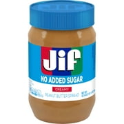 Jif No Added Sugar Creamy Peanut Butter Spread, 33.5 oz. - Smooth, Creamy Texture, No Stir Peanut Butter Spread