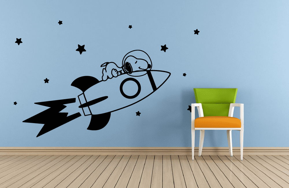 Wall Art Stickers Decals Spaceship Sky Childrens Rocket Ship Space & Stars 