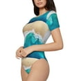 thumbnail image 2 of Balery Women'Sbeach Crew Neck Round Neck Short Sleeves Slim Fit Casual Basic Extender Bodysuit Daily Jumpsuit T Shirts-Medium, 2 of 9