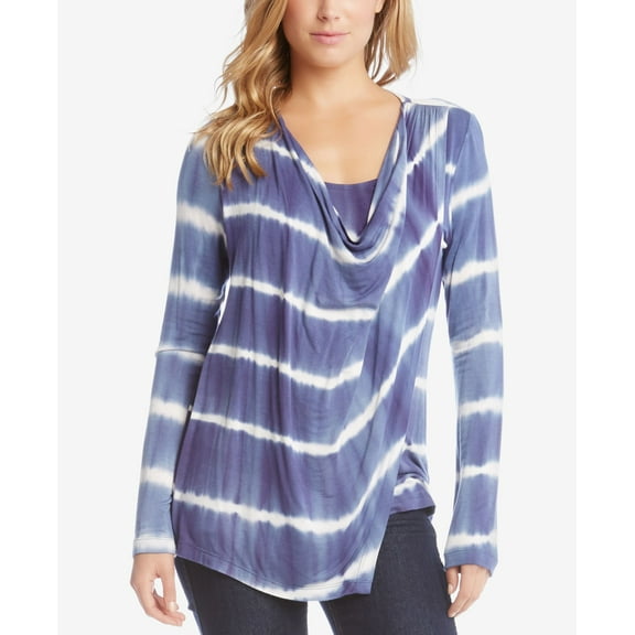 Karen Kane Asymmetric Drape Overlay Top Womens S Blue shirt MSRP $129