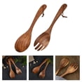 thumbnail image 2 of Smooth Polished Wooden Kitchenwares Spoon Fork Pair User friendly Kitchen Tool, 2 of 12