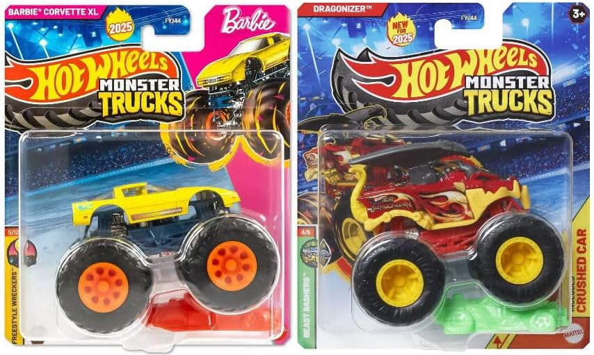 Hot Wheels Monster Trucks Die-Cast Vehicles, 1:64 Scale, Bundle of 8, FYJ44-993E