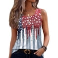 thumbnail image 2 of 4th Of July Outfits for Women Usa Flag Print Scoop Neck Botton Down Sleeveless Tunics Patriotic Comfy Summer Casual Wear Shirts,S,#01 Sky Blue, 2 of 5