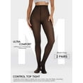 thumbnail image 2 of 2 Pairs Women's Soft Opaque Control Top Tights, Durability Tights, Rip Resistant Pantyhose, 2 of 6
