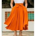 thumbnail image 4 of Womens High Waist Flared Pleated Long Dress Gypsy Maxi Belted Skirt Full Length, 4 of 4