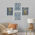 thumbnail image 3 of PixonSign Framed Wall Art Navy and Gold Leave Pattern Prints, Set of 4 Abstract Botanical Paintings, Nature Wilderness Wall Décor, Vintage Retro Adhesive Canvas Posters - 11"x14" White, 3 of 5