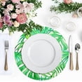 thumbnail image 5 of Green Palm Leaf on White Round Place Mats Set of 6, Heat Stain Insulation Table Mats Non-Slip Grid Woven Placemats 15.4 Inch for Kitchen Dining Table Holiday, 5 of 7
