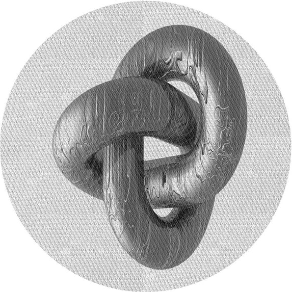 Ahgly Company Indoor Round Patterned Gray Area Rugs, 3' Round