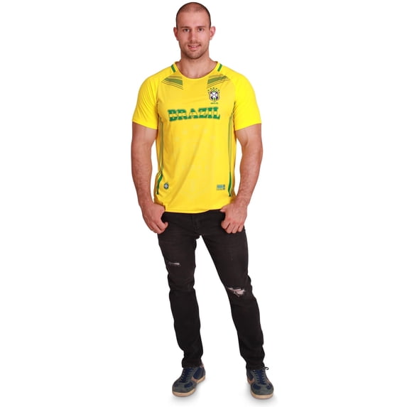 World Cup Soccer T-Shirts Adult & Kids Family Set, Brazil 1, Size: Men S/M